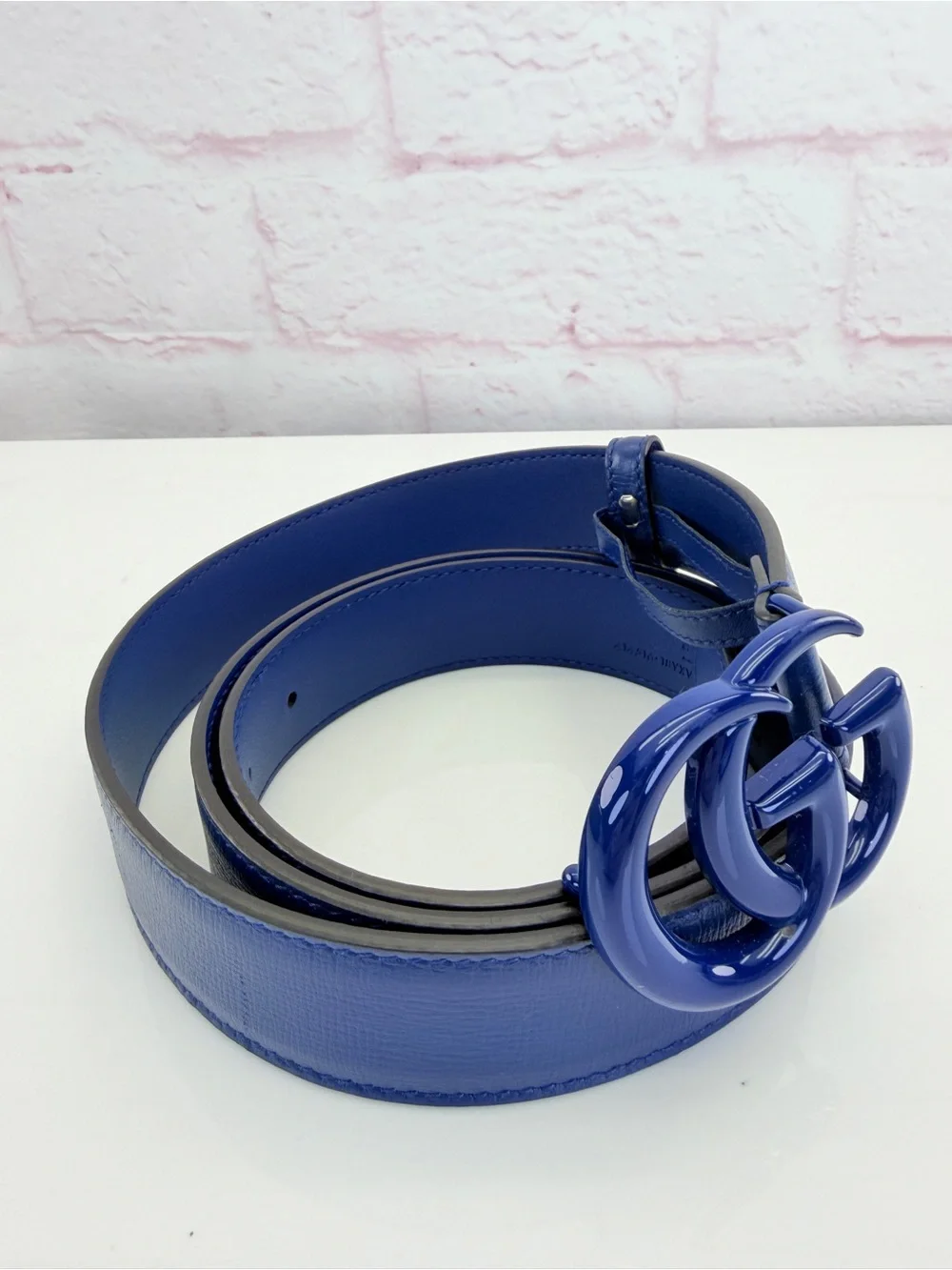 Gucci Blue Monochrome Marmont GG Interlocking 414516 Belt 105/42